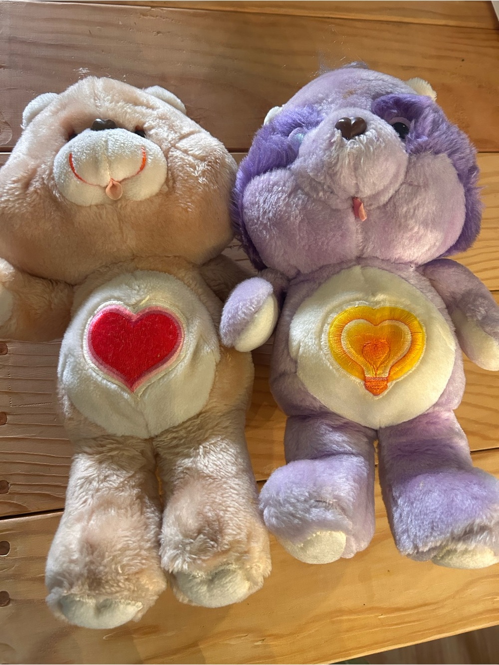 Set Of Vintage Care Bears Stuffed Animals Tender Heart 1983 Bright Heart 1984